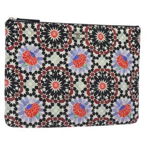 CHANEL Christmas Clutch Bag Nylon Black Silver